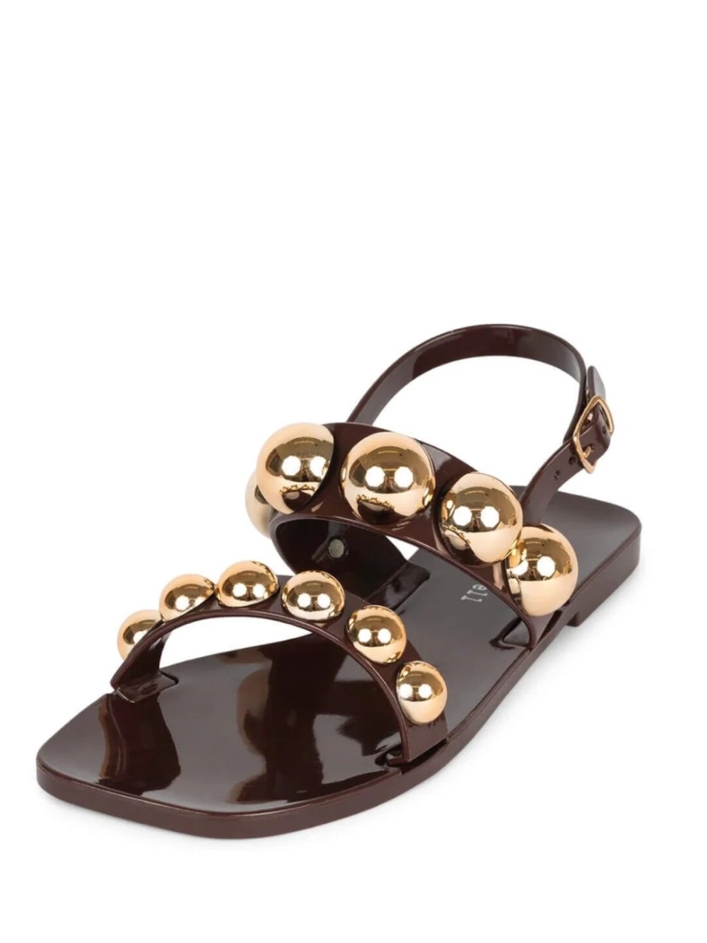 Jeffrery Campbell NWOT Chocolate Brown Gum-Drop Gold Embellished Sandal US7